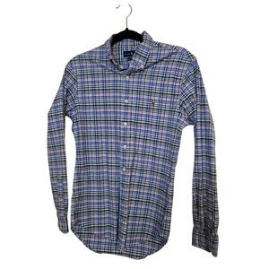 Ralph Lauren Slim Fit‎ Stretch Plaid Button Down Shirt Womens Sz SP